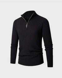 Meribel Ribbed High Neck Half-Zip Sweater