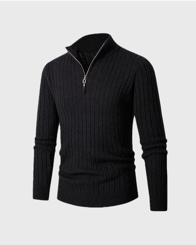 Meribel Ribbed High Neck Half-Zip Sweater
