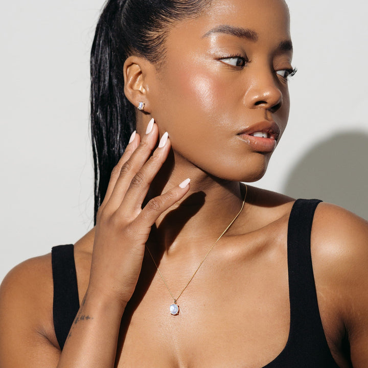 Moonstone Sterling Silver Stud Earrings