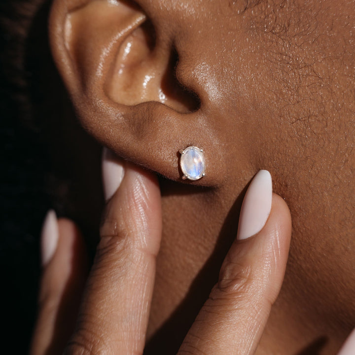 Moonstone Sterling Silver Stud Earrings