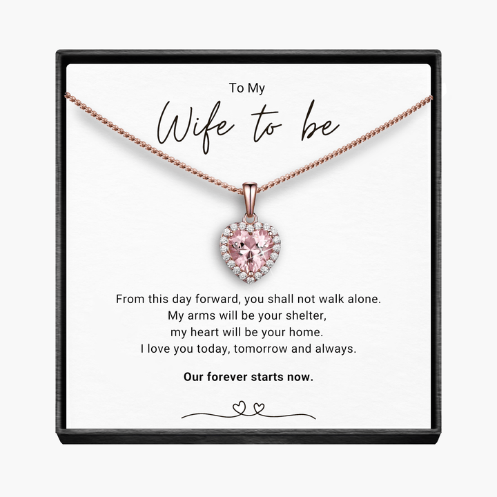 Wife to Be Forever  - Sparkling Morganite Heart Necklace