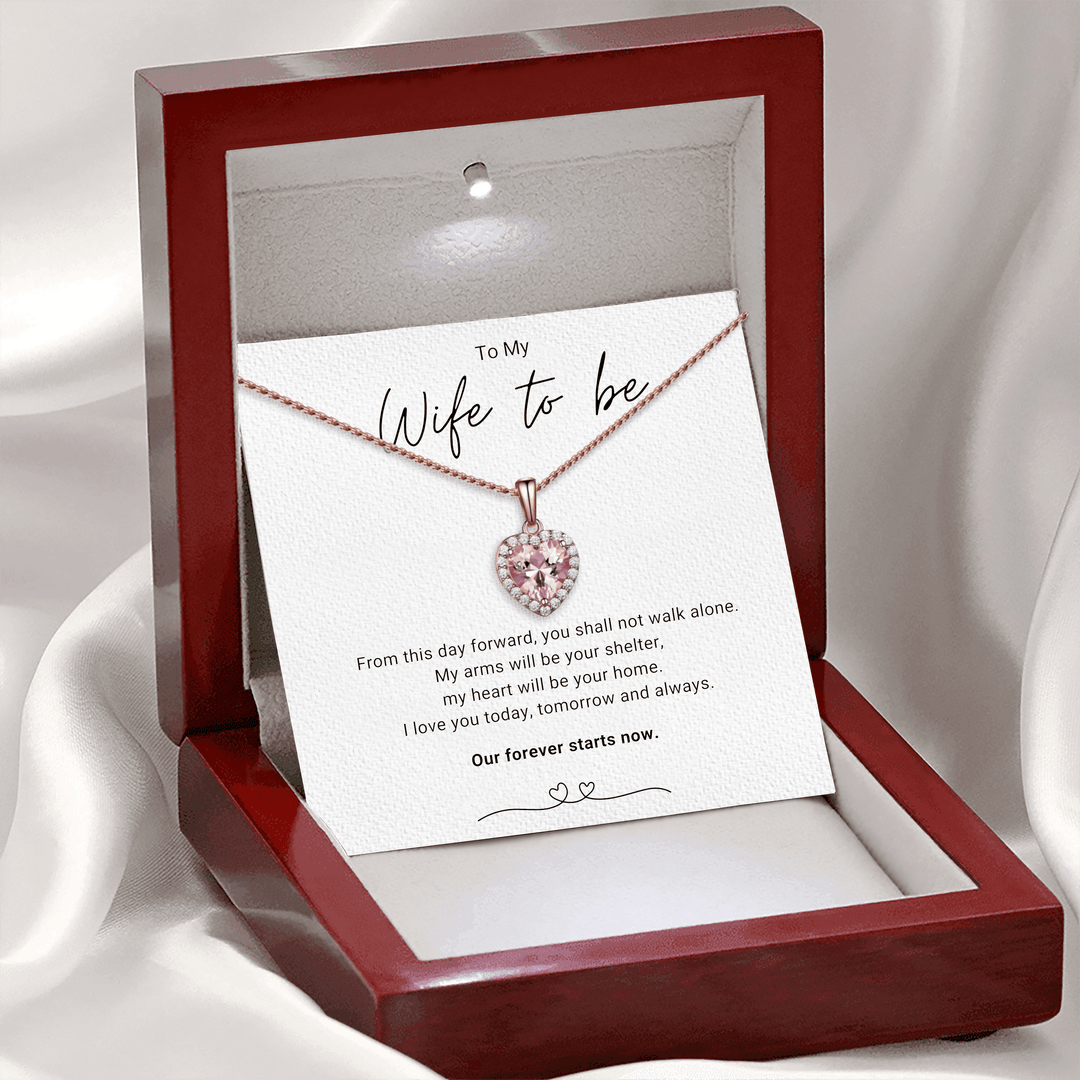 Wife to Be Forever  - Sparkling Morganite Heart Necklace