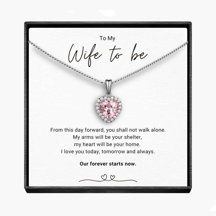 Wife to Be Forever  - Sparkling Morganite Heart Necklace