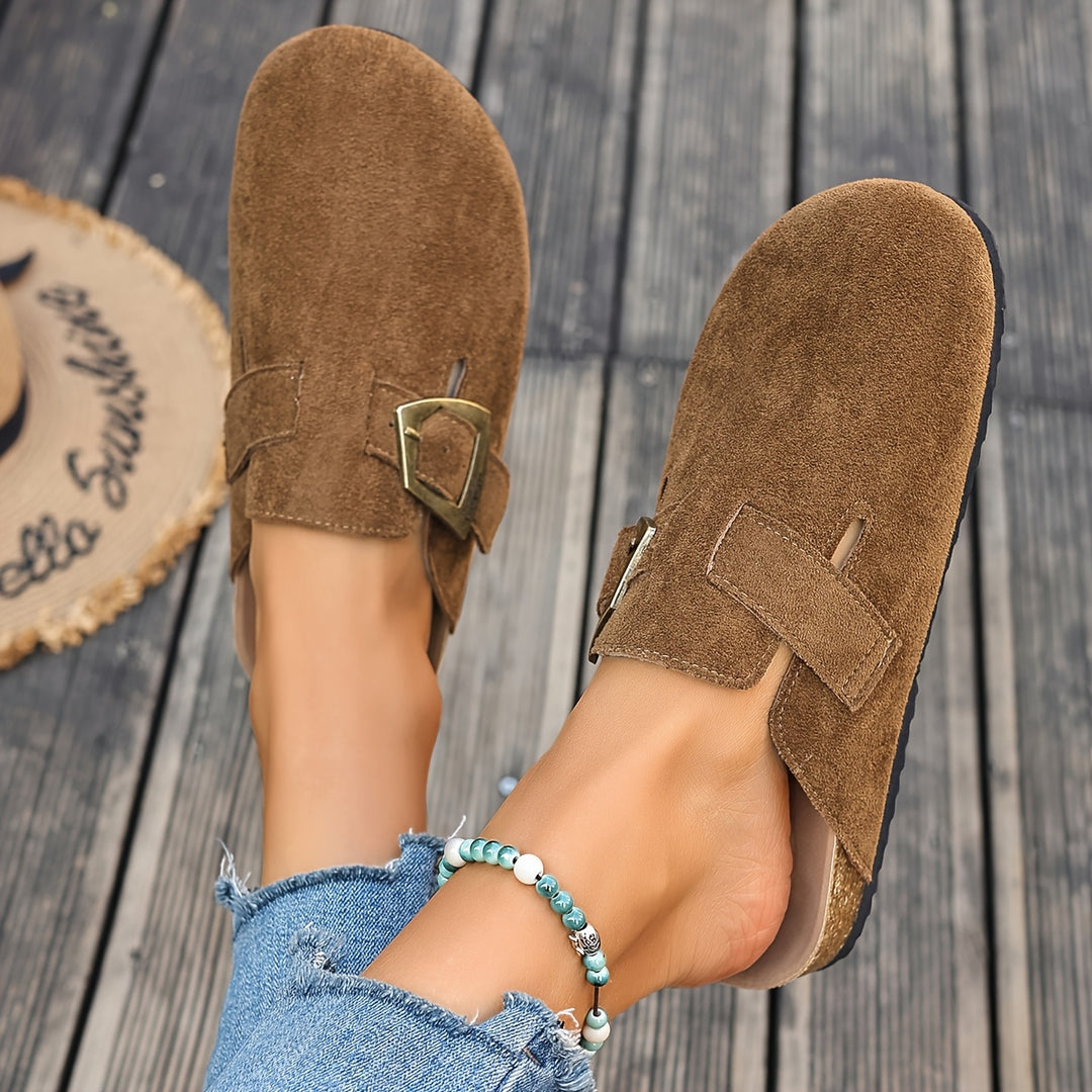 Daro Suede Buckle Clogs