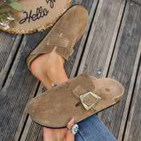 Daro Suede Buckle Clogs