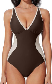 Color Block Tummy Control One-Piece Swimsuit