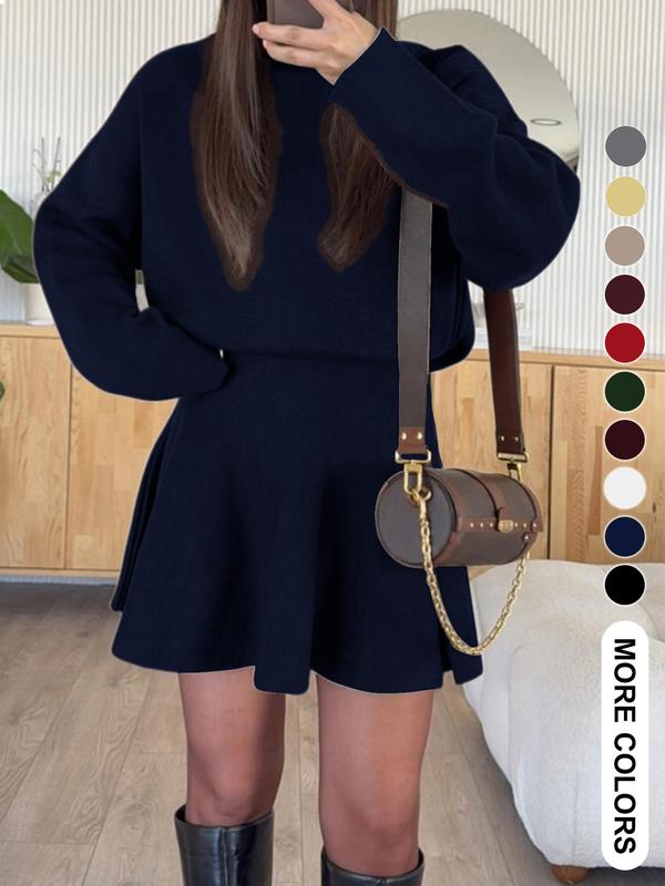 Dames Halflange Col Trui Jurk met Lange Mouwen