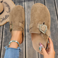 Daro Suede Buckle Clogs