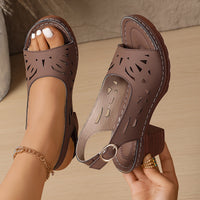 Aera - Cut-Out Slingback Block Heel Sandals
