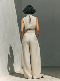 High-Neck Cotton Linen Set