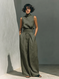 High-Neck Cotton Linen Set