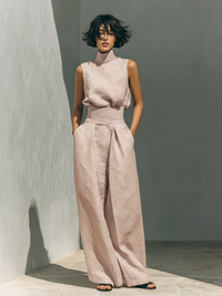 High-Neck Cotton Linen Set