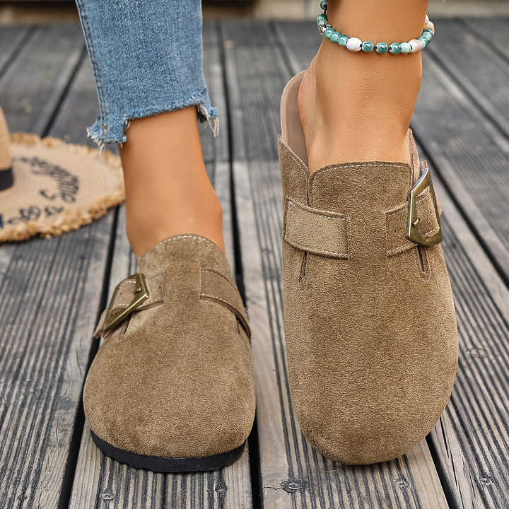 Daro Suede Buckle Clogs