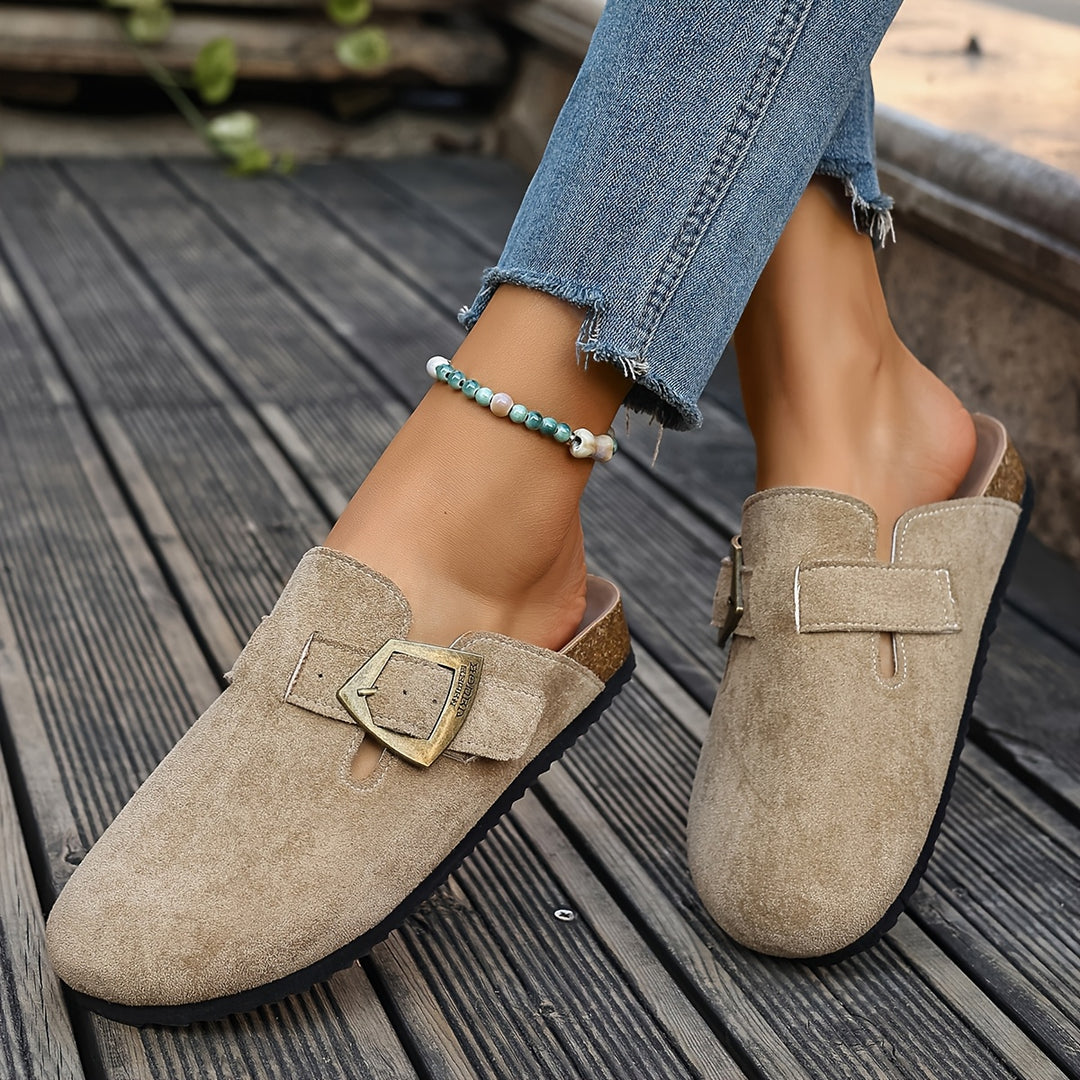 Daro Suede Buckle Clogs