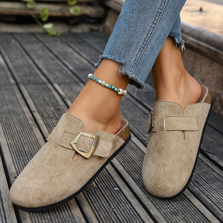 Daro Suede Buckle Clogs