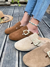 Daro Suede Buckle Clogs