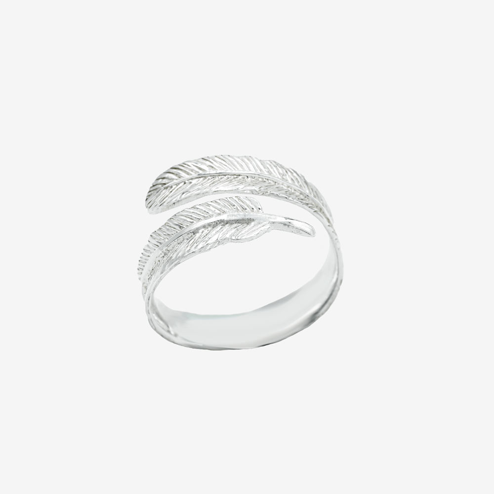 Sterling Silver Adjustable Feather Ring