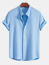 Monaco Ribbed Cotton Mandarin Collar Shirt