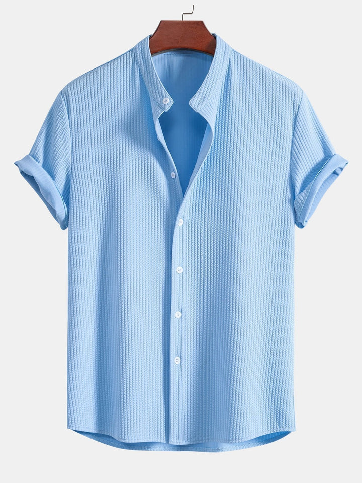 Monaco Ribbed Cotton Mandarin Collar Shirt