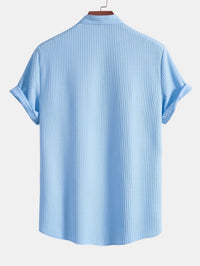 Monaco Ribbed Cotton Mandarin Collar Shirt