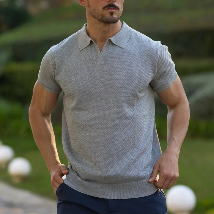 Lugano Textured V-Neck Polo Shirt