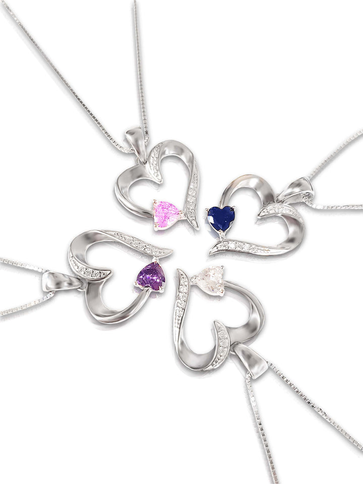 "With All My Heart" - Sterling Silver Sacred Heart Necklace - 5 Colours
