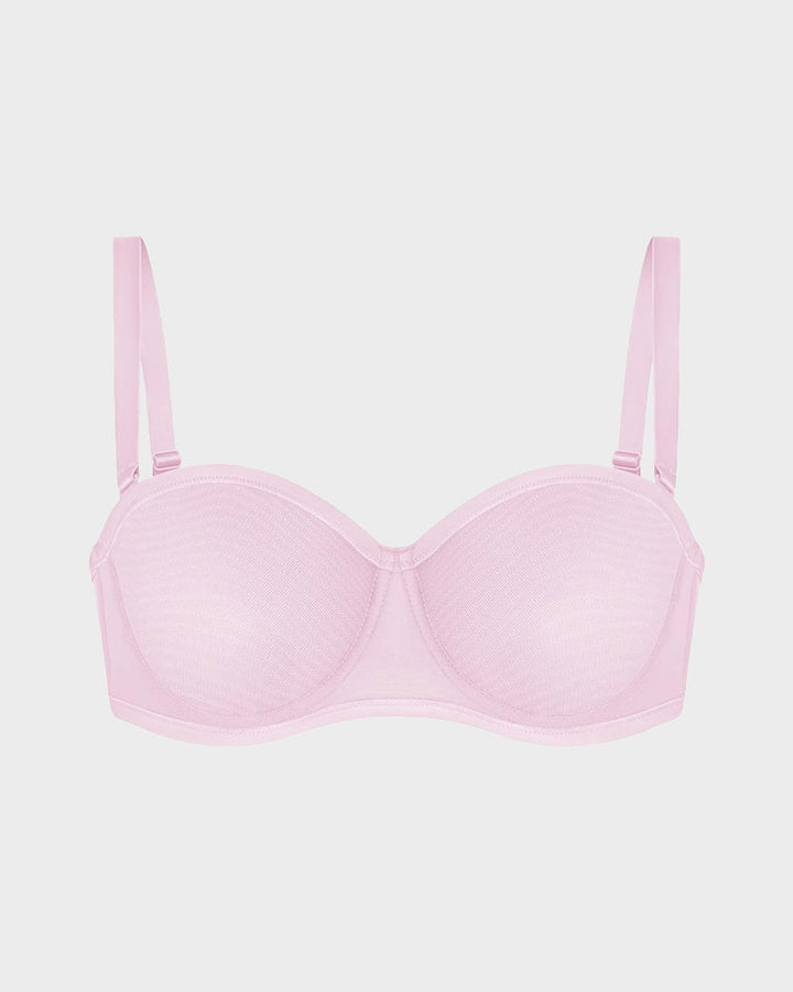 Strapless Mesh Underwire Balconette Bra