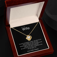 To My Wonderful Wife Silver Love knot necklace