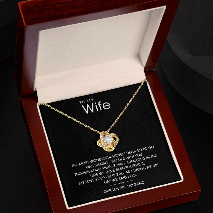 To My Wonderful Wife Silver Love knot necklace