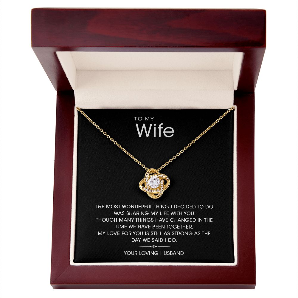 To My Wonderful Wife Silver Love knot necklace