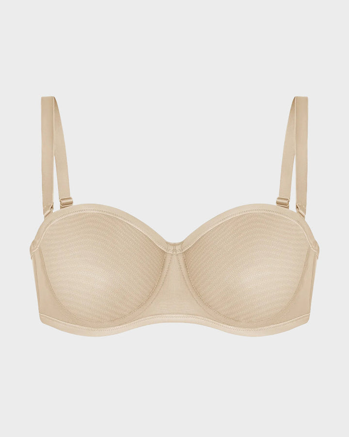 Strapless Mesh Underwire Balconette Bra