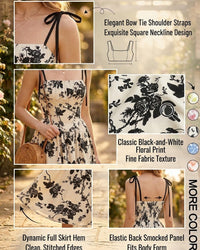 Curvy Floral Print Tie Shoulder Midi Cami Dress